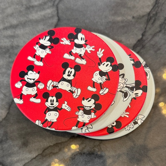 Disney Other - Disney Mickey Mouse and Minnie Mouse Red and White Coasters